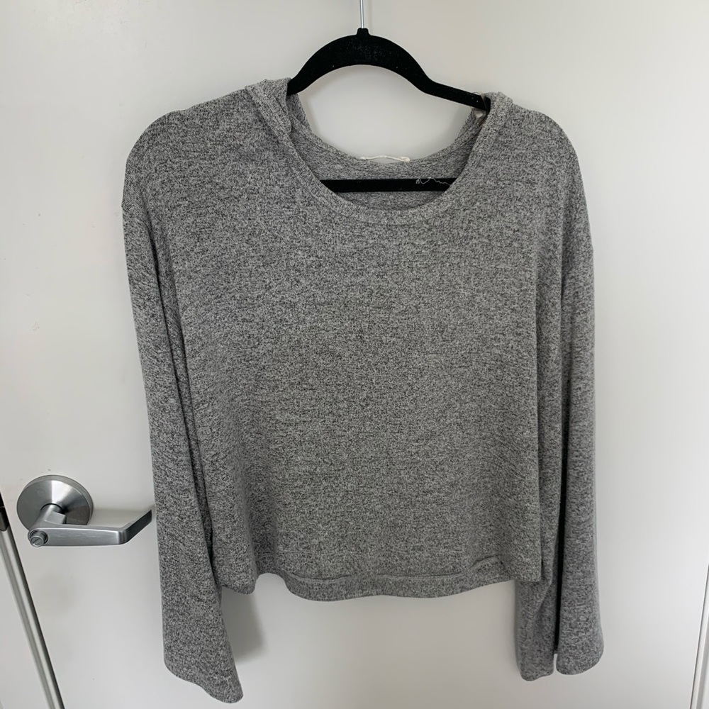 cropped hoodie with bell bottom sleeves